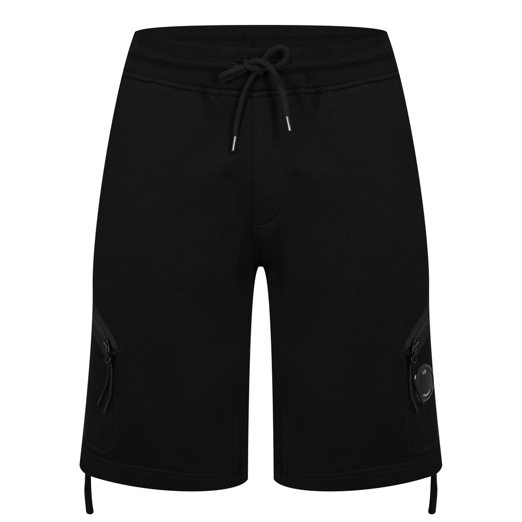 CP Company Diagonal Raised Fleece Lens Shorts - Black 999